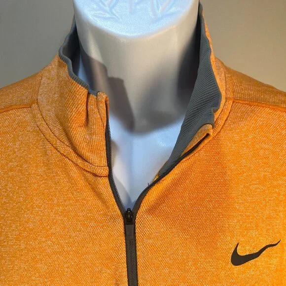 Nike Golf Men's orange w/ gray trim Modern Fit 1/2 zip pullover shirt Jacket L - Picture 1 of 7